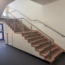 Glass Balustrade, Twin Handrails and Wall Rails, Primary School Stair, York